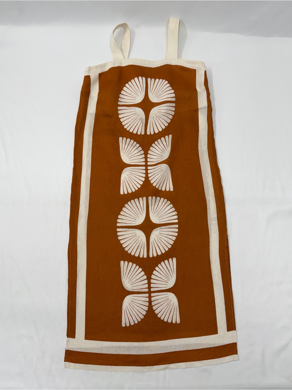 Magaschoni 100% Linen Brown & Cream Geometric Sleeveless Dress - Picture 5 of 13